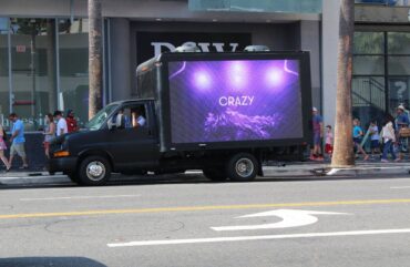 LED mobile truck displaying a vibrant media ad.