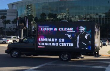 digital LED truck parking in front of Amalie Arena